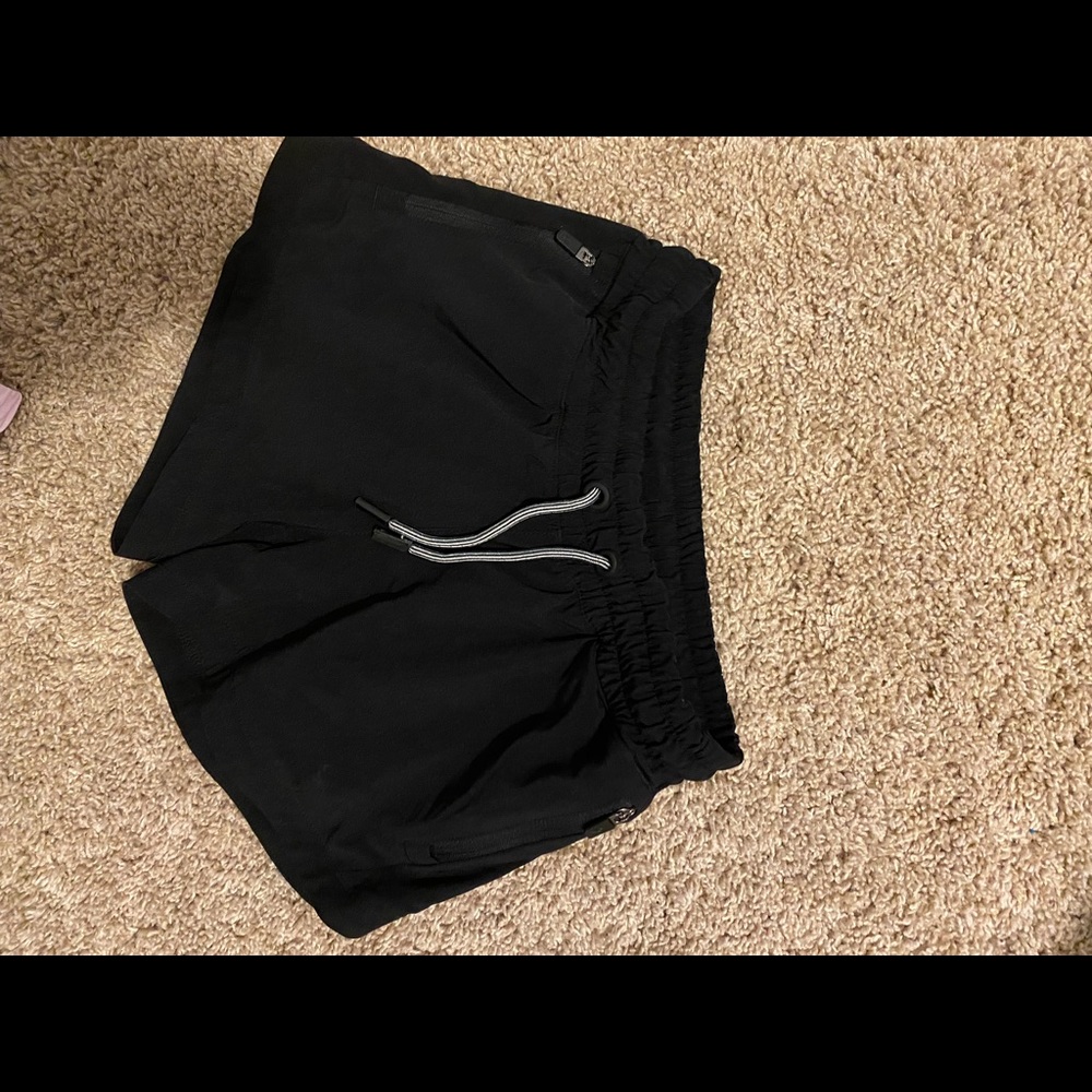 black shorts with tie